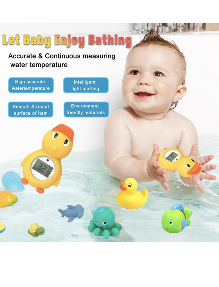 Duck Baby Bath Thermometer with LED Display and Temperature Warning