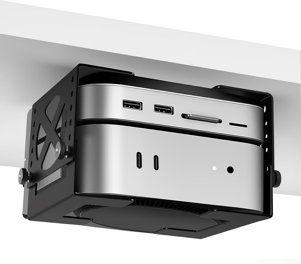 Adjustable Under Desk Mini PC Mount, 6-Level Height (1.7" to 3.3"), Width Adjust