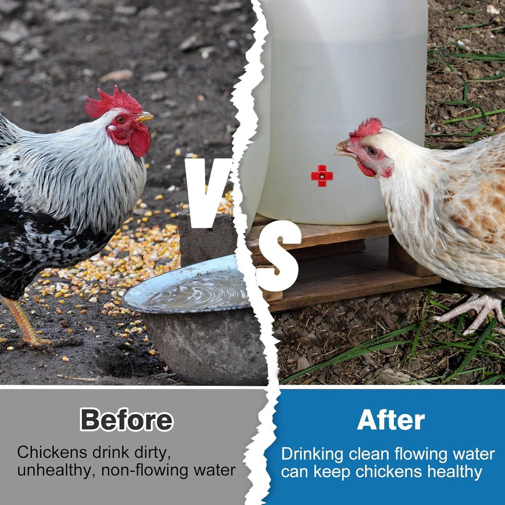20 Pack Horizontal Chicken Nipples Waterer - Automatic Water red