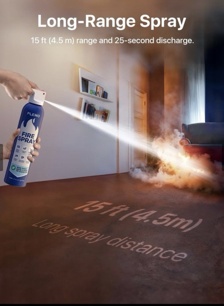 PLEMO Fire Extinguisher, Fire Extinguisher for Home, Compact 620ml Fire Spray...