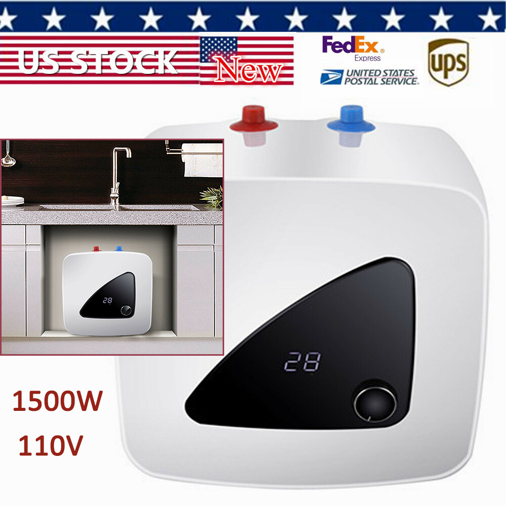 FCC Electric Digital Display Tank Hot Water Heater 1500W Bathroom Shower Heater