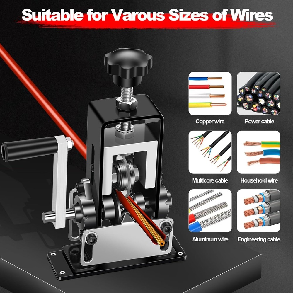 Dual-Drive Manual & Drill-Powered Wire Stripping Machine for Copper (0.06"-1")
