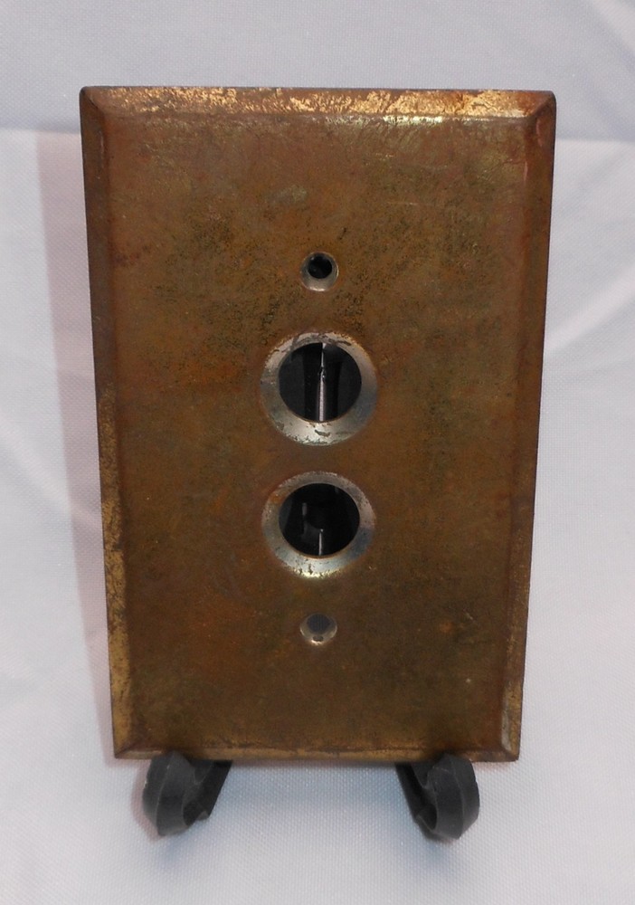 Push Button Single Light Switch Cover Plate Solid Heavy Brass Perkins 4.5 x 2.75