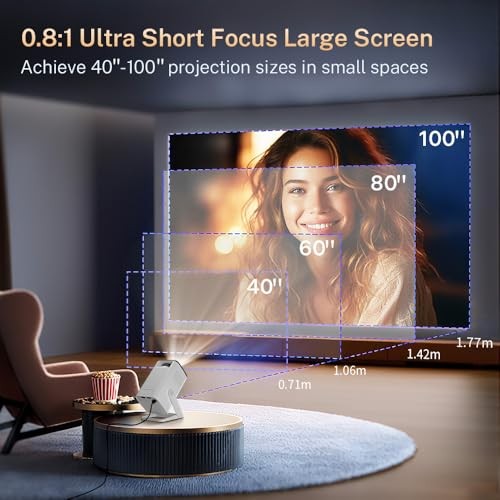 Mini Projector with WiFi 6 and Bluetooth 5.4 Built-in Apps VisualCube 300 White