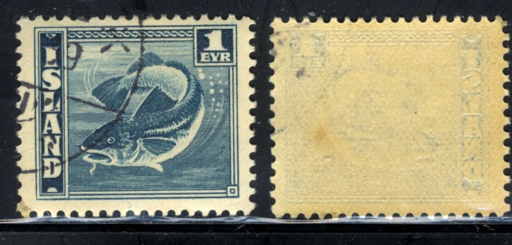 1939 Iceland Sc#217 A41  Prussian blue Codfish🐟 1 EYR USED NH