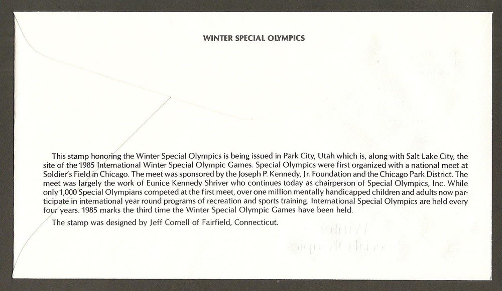 #2142 22c Winter Special Olympics - Artmaster FDCPB4 #11111