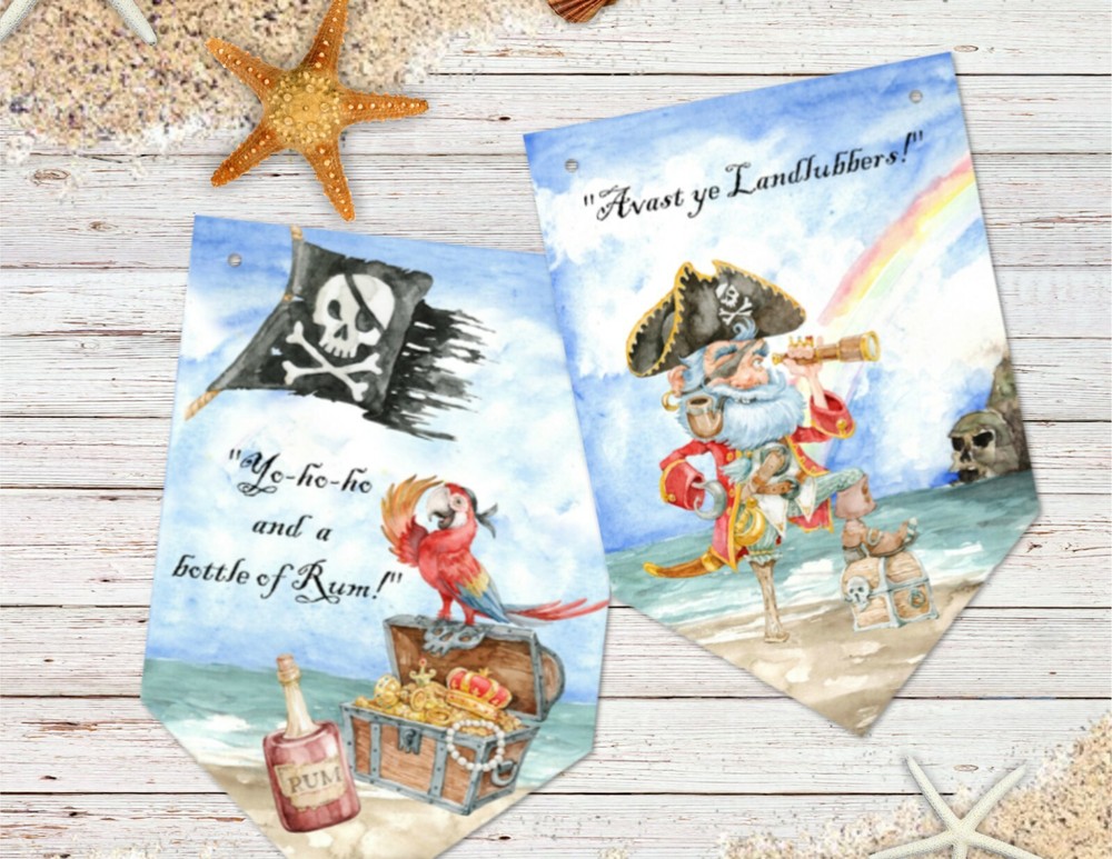 Pirate Bunting Banner & Ribbon - 8 Flags