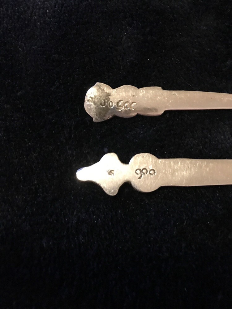 Antique 900 Silver Sugar Spoon And Knife Set