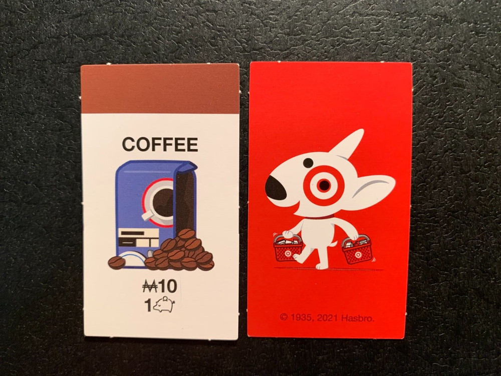 Monopoly  Target  ITEM CARD  Coffee   2021  Game Replacement