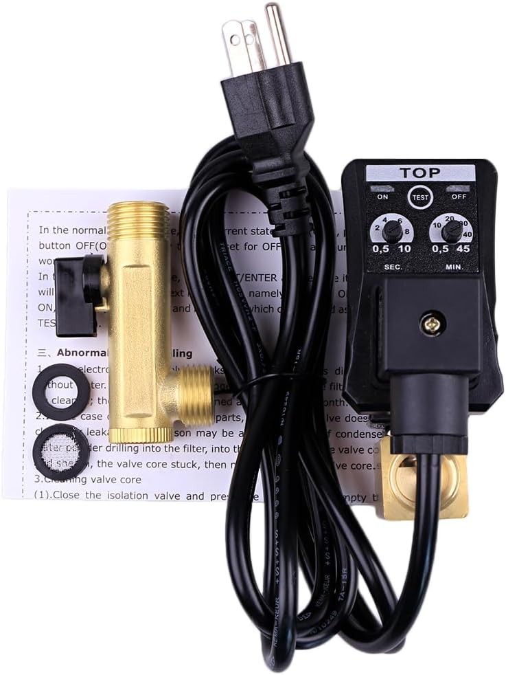 Compact 1/2" Automatic Drain Valve - Brass & Flame Retardant ABS for Air Systems