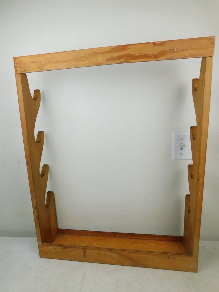 Display Rack Solid Wood 4 Cane Sword Rifle Holder Wall Mount