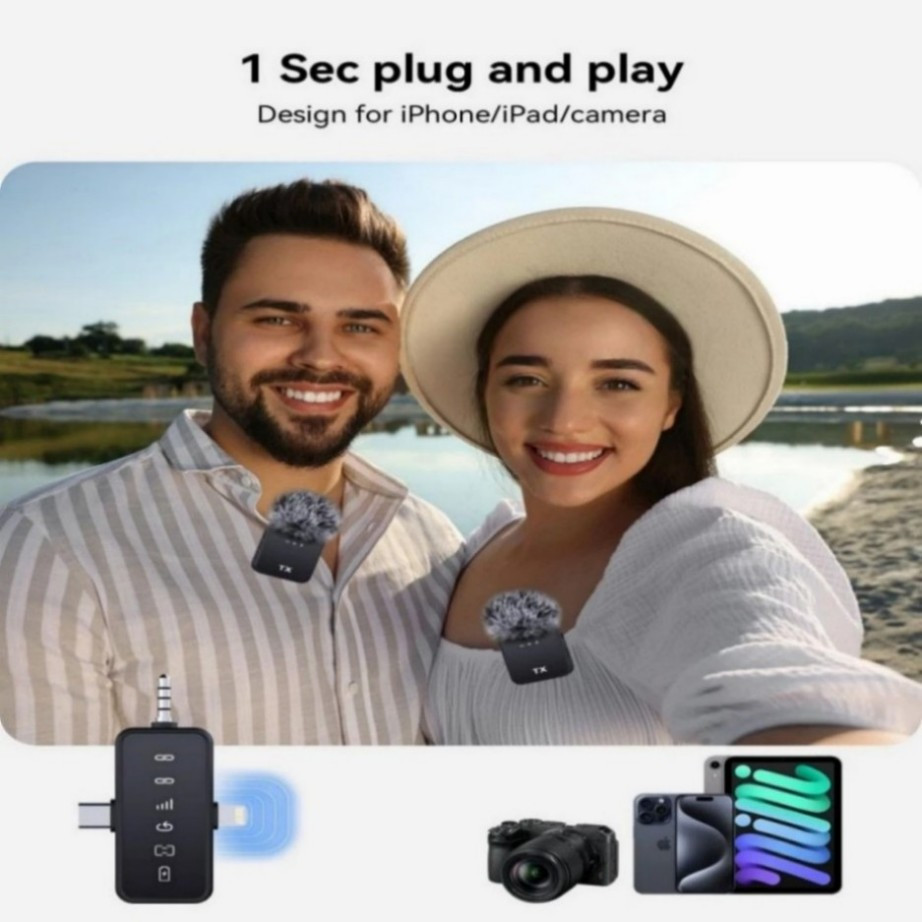3in1 Mini Microphone for iPhone/Android/Camera Wireless Lavalier Microphone&/-/