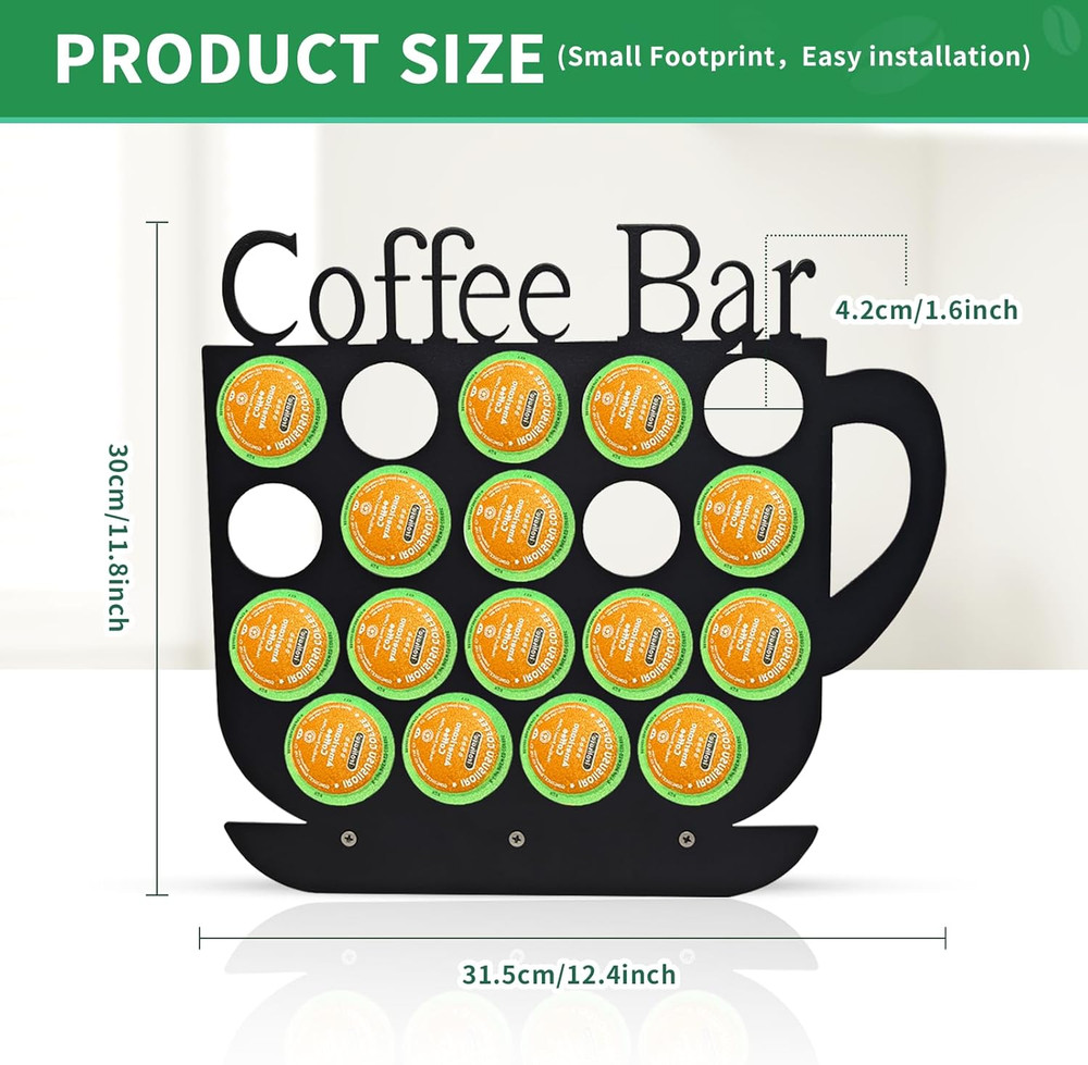 K Cups Holder Coffee Pod Holder Display, Coffee Bar Design Metal Stand, 19 Pods,