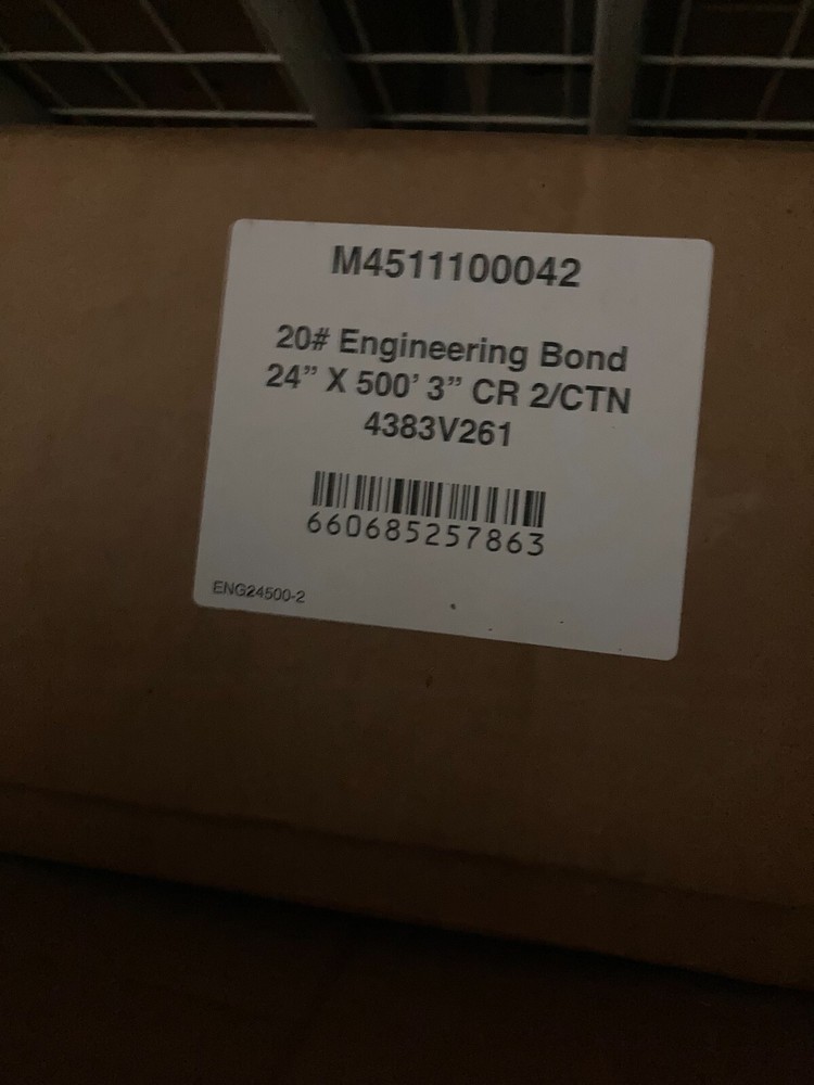20LB Engineering Bond 24'' x 500' 3'' CORE- 2 ROLLS- 4383V261