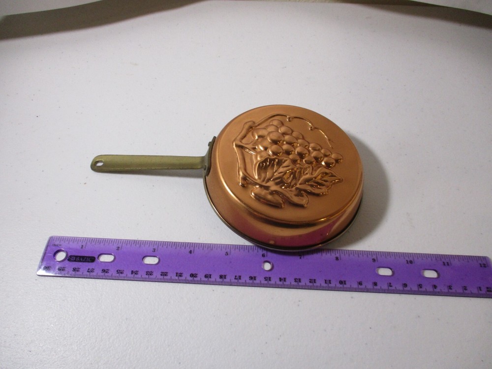 Vintage Copper Pan Embossed Grape & Leaf Wall Hanging