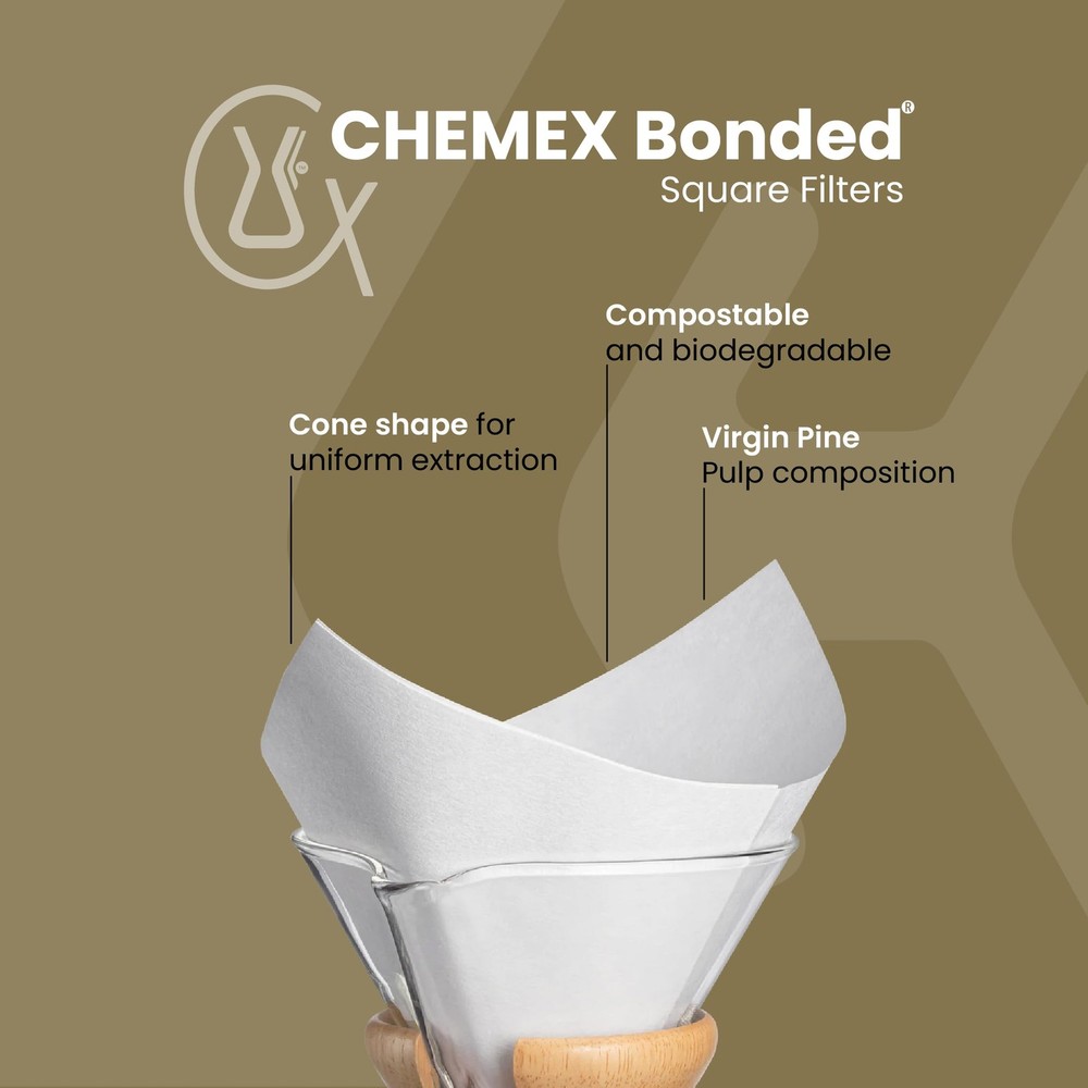 Chemex Bonded Filter - Square - 100 ct - 2 Pack - Exclusive Packaging