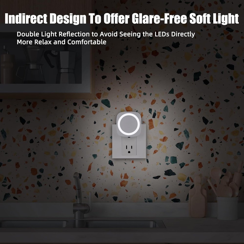 White Night Lights Plug into Wall, 4 Packs Dimmable Light with