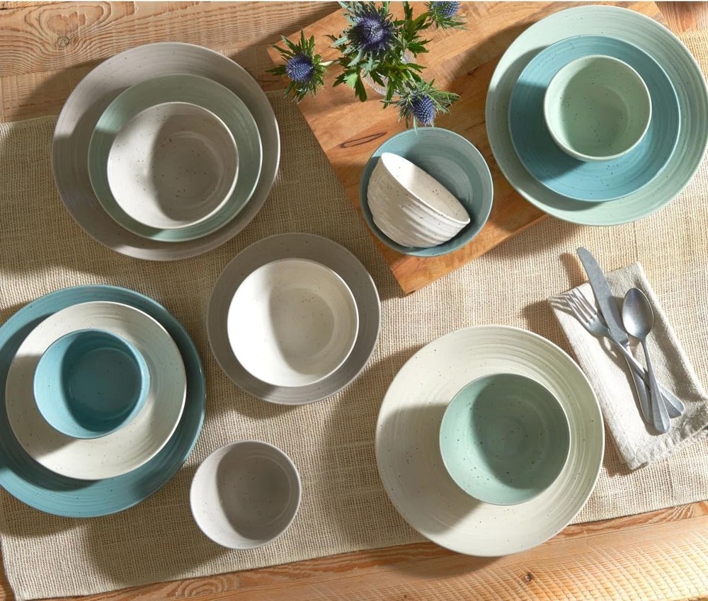 Sango Siterra Artist's Blend 16-Piece Stoneware Dinnerware Set Kitchen