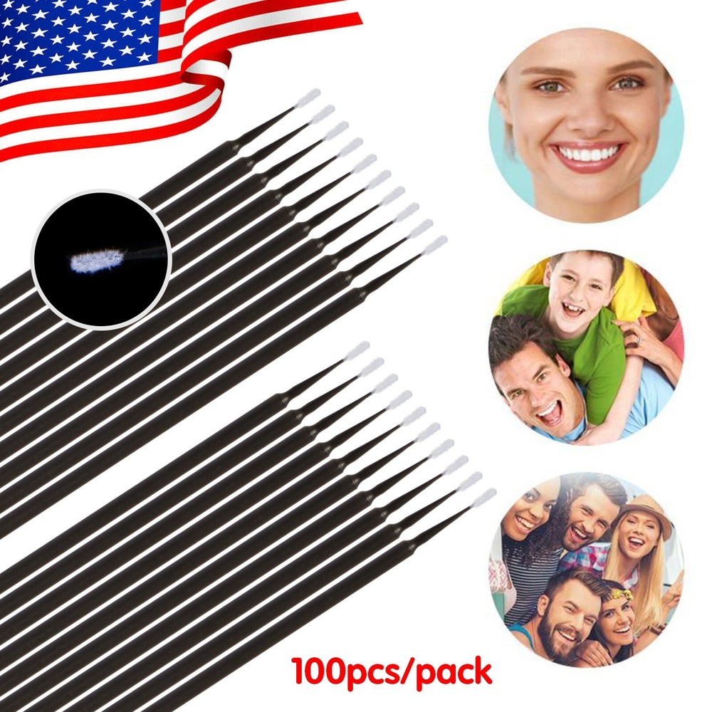 100 Pcs Dental Micro Applicator Disposable Tooth Brush Tips 1.2mm