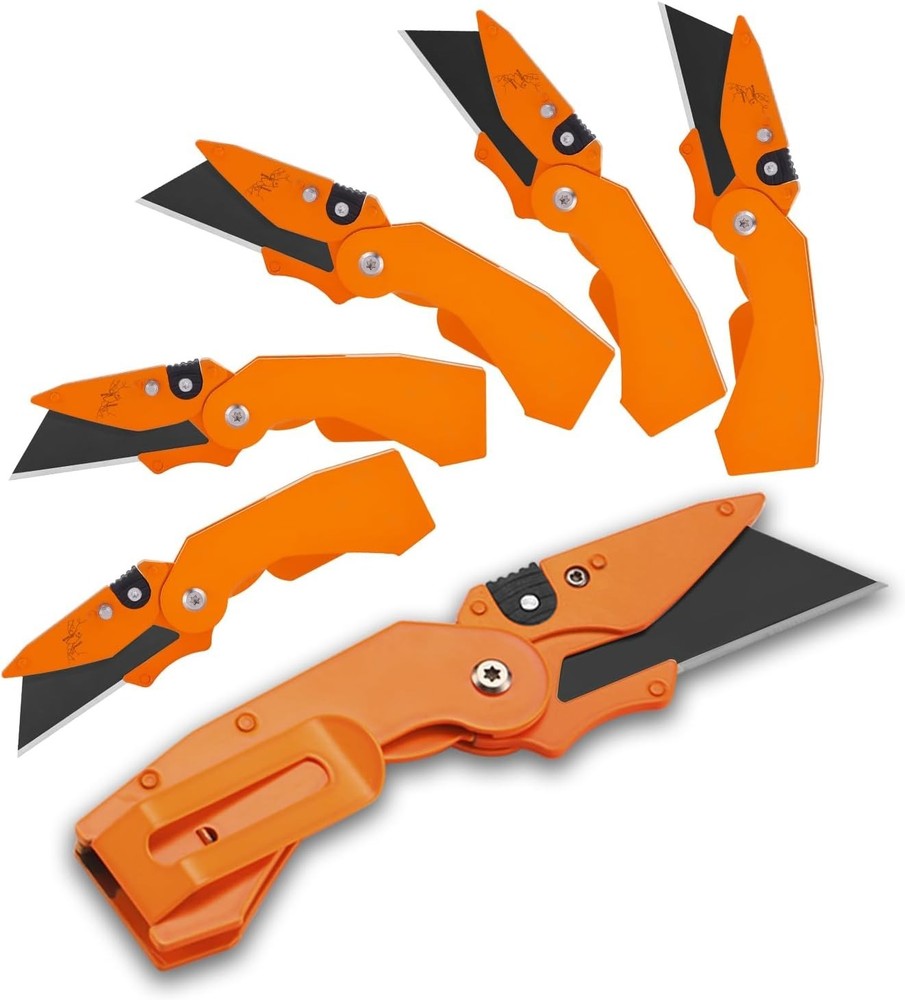 6-Pack Folding Utility Knife Set - Quick-Change Box Cutter for Versatile Use