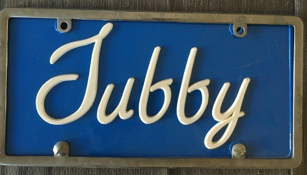 Tubby License Plate hard plastic with metal frame