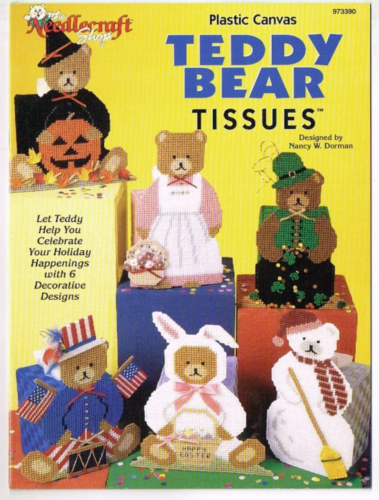 Teddy Bear Tissue Covers Plastic Canvas Pattern Needlecraft Shop Bears Teddies