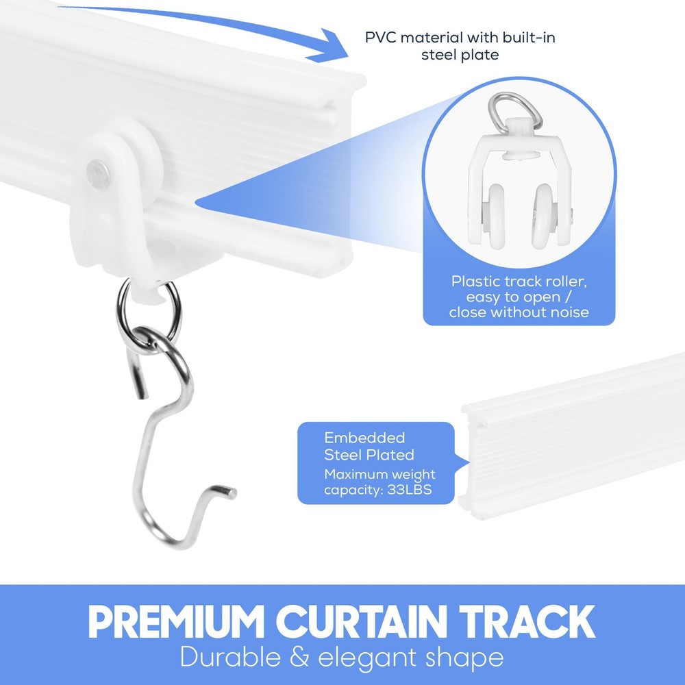 Flexible Ceiling Curtain Track System – 12ft Bendable Ceiling Mounted Curt