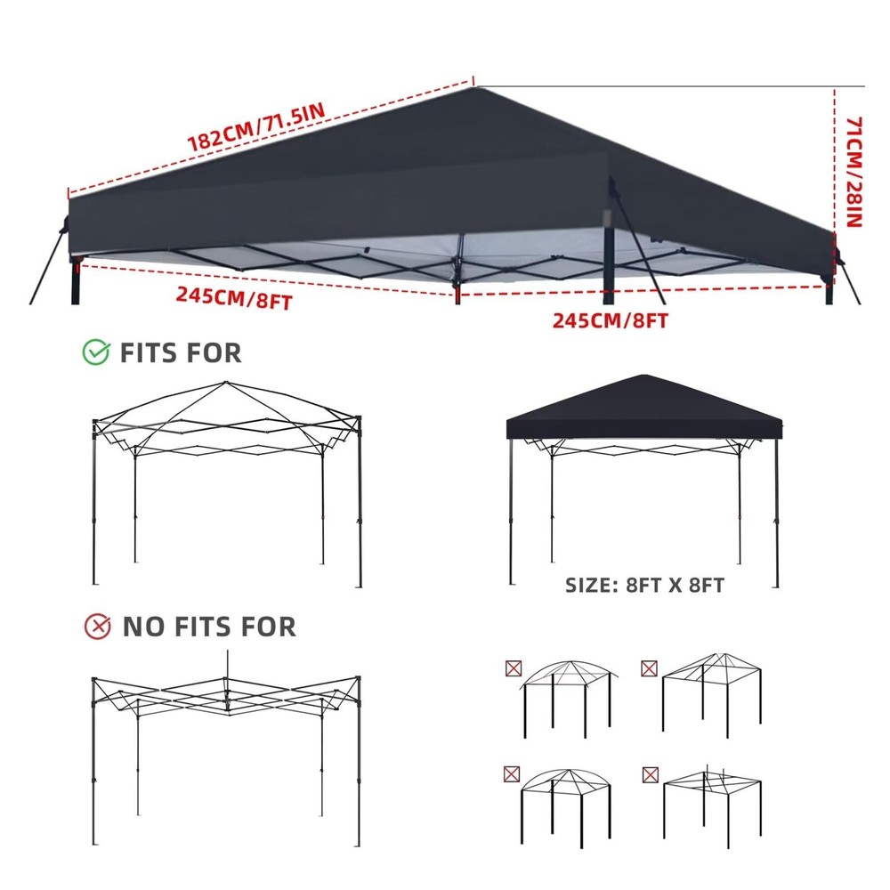 8x8 Canopy Replacement Top Only,Waterproof Pop Up Canopy Tent Top Replacement...