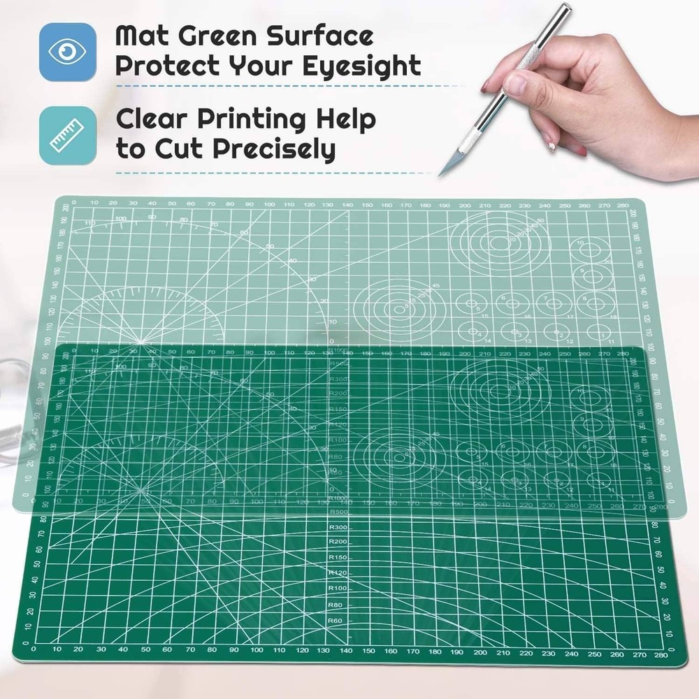 Double-Sided 5-Layer Self-Healing Cutting Mat for Precision Crafting - 9x12 Inch