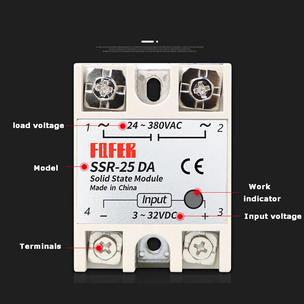 2Pc SSR-25DA Solid State Relay Module 25A/250V DC 3-32V Input AC 24-380V Output