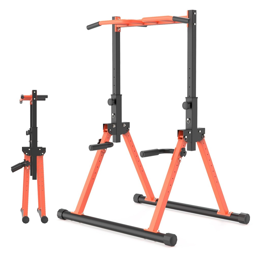 Foldable Pull Up Bar Dip Station, adjustable Height Power Tower For All peopl...