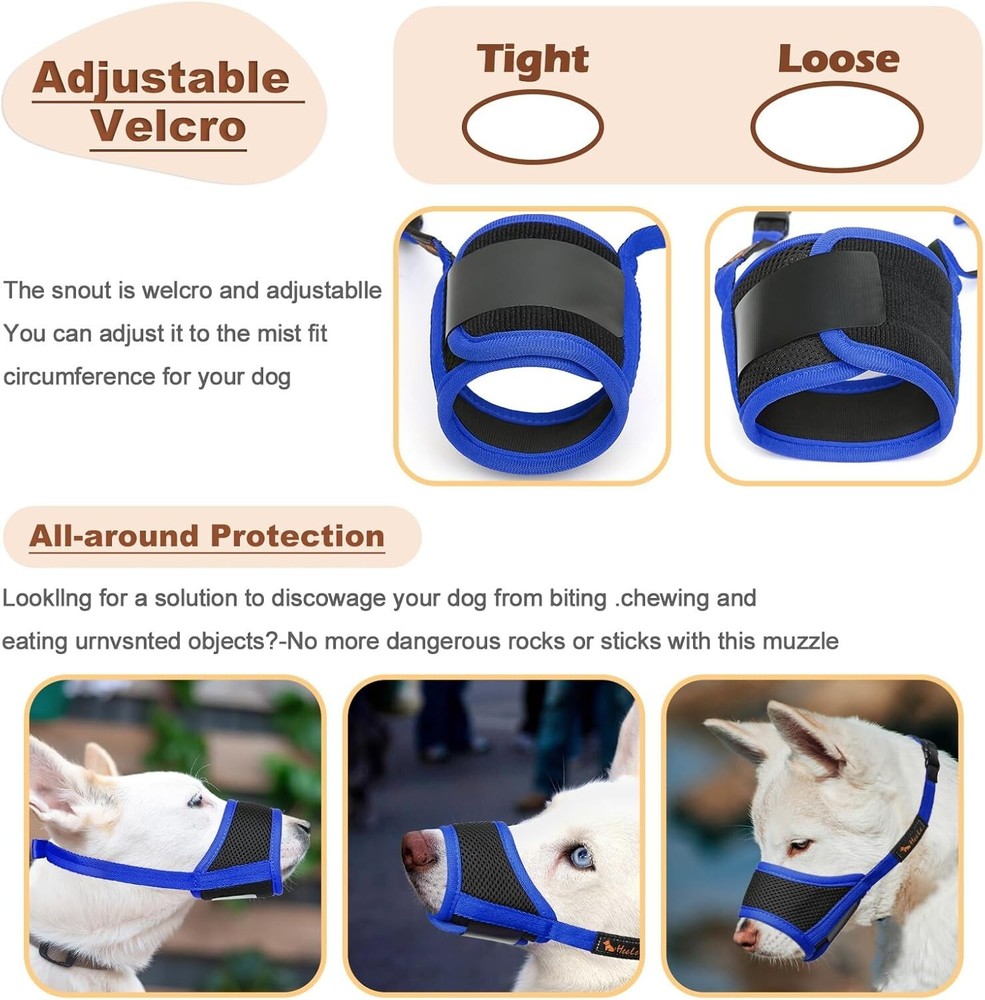 Nylon Dog Muzzle Breathable Adjustable Small Medium Large Barking Bite Preven...