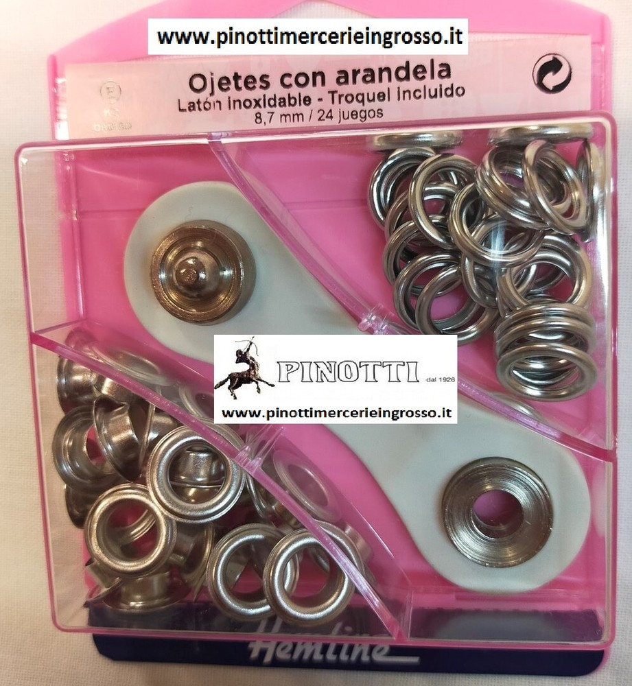 LOOP RING EYELETS WITH WASHERS MM.8.7 WITH TOOL 24 RINGS-HEMLINE 438P