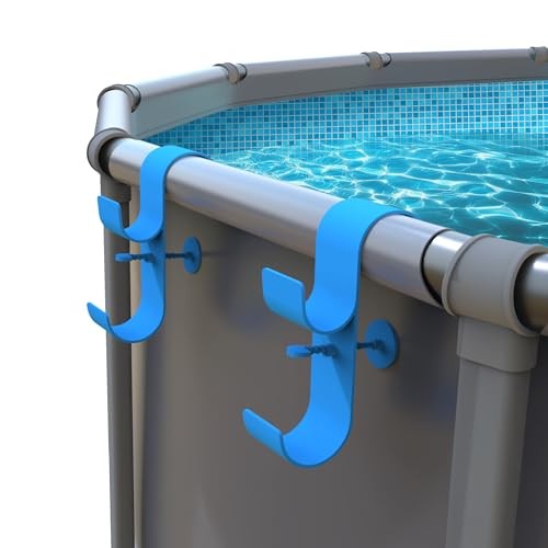 Poolside Pool Leaf Skimmer Net Holder, Above Ground Pool Pole Blue-2Pack