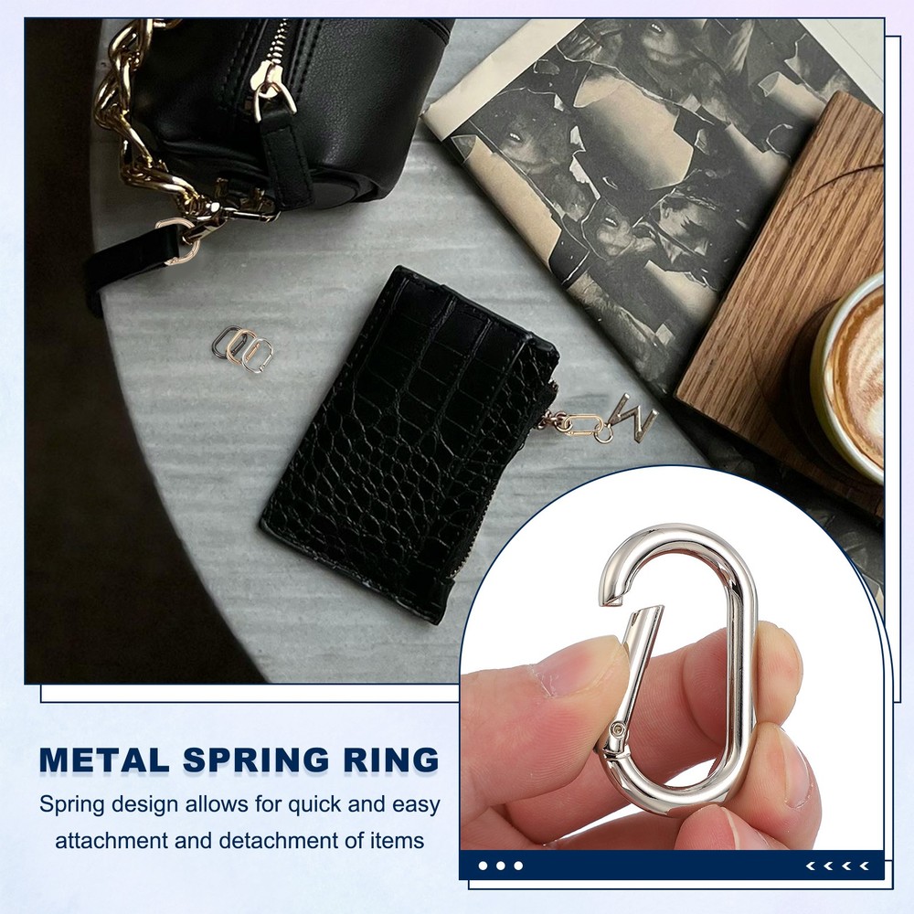 10 Pcs 44mm Oval Shaped Spring Snap Keychain Clip for Purses Silver White