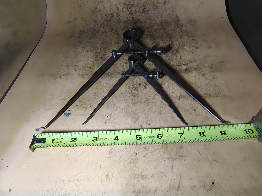 Vintage Starrett 8", 5" Spring Joint Flat Leg Inside Calipers