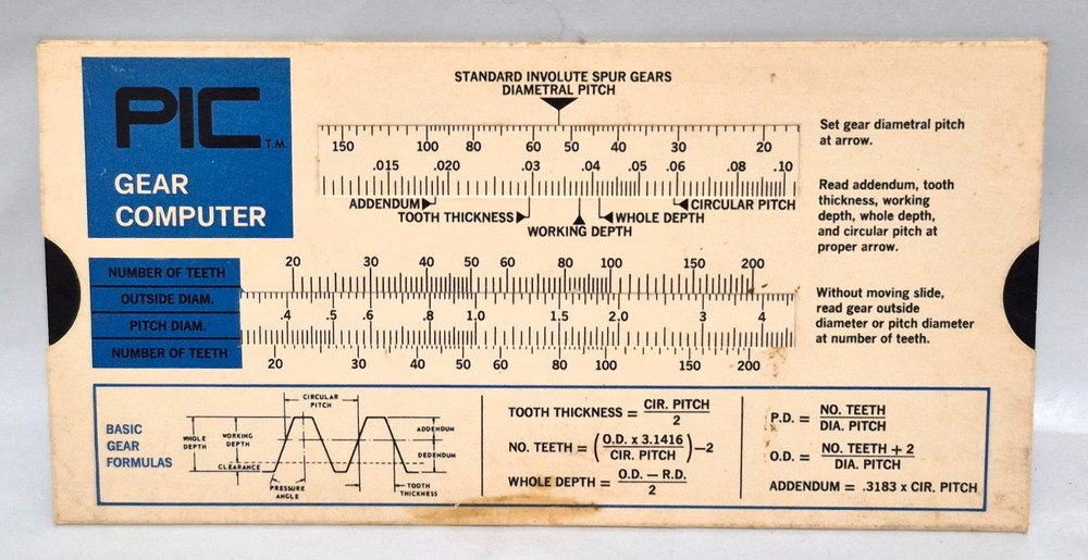 Vintage 1971 PIC Design / Benrus Corp. Gear Computer Reference slide guide