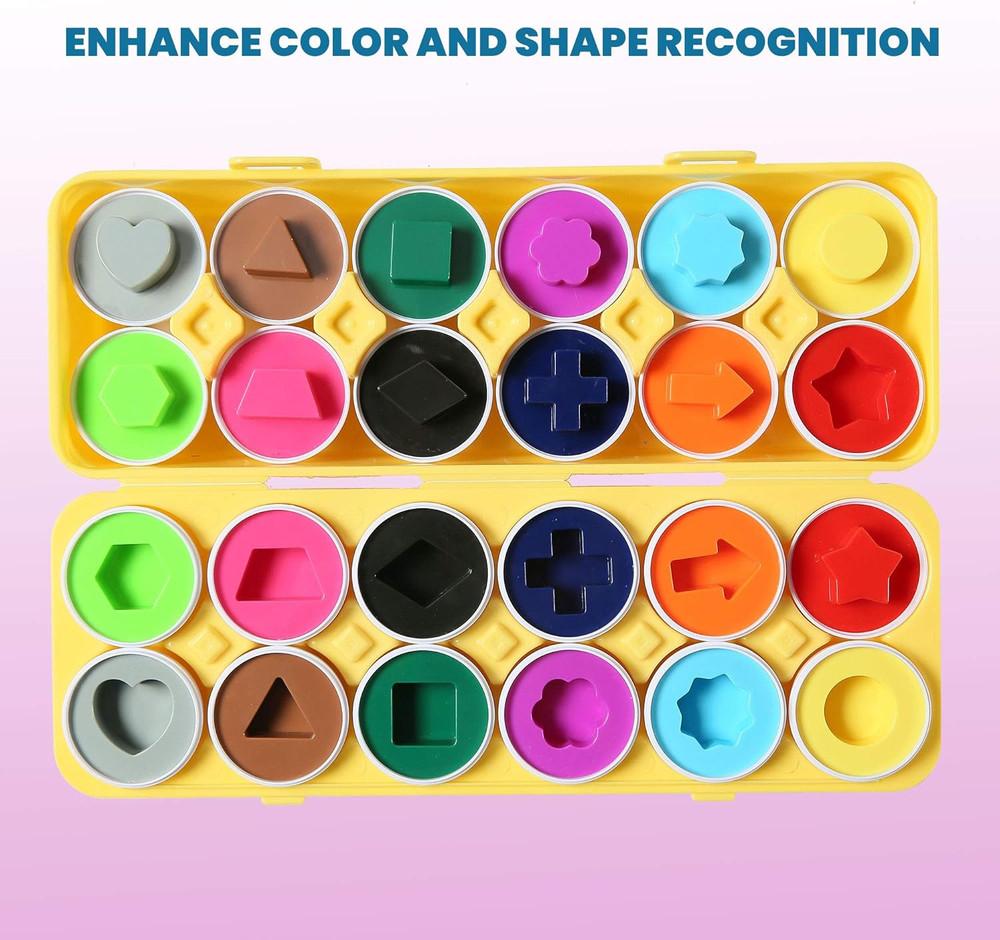 Fun Easter Egg Matching Toy Set (12 Eggs) - Toddler STEM Easter Basket Stuffers,