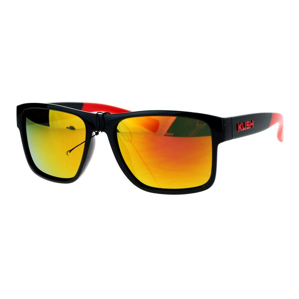 Kush Mens Color Mirror Rectangular Plastic Sport Sunglasses
