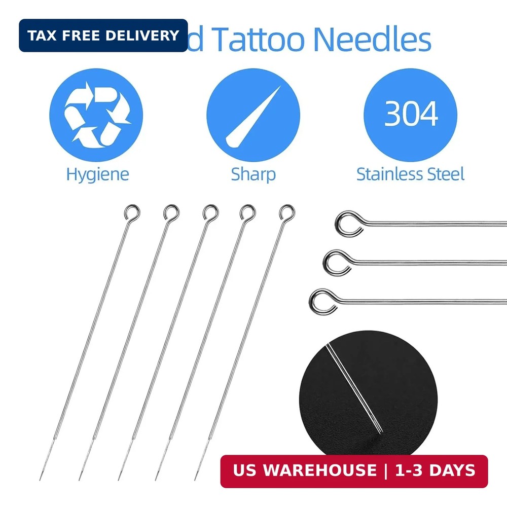 Professional Tattoo Needles and Tips Set - 100 Sterilized Disposable Assorted