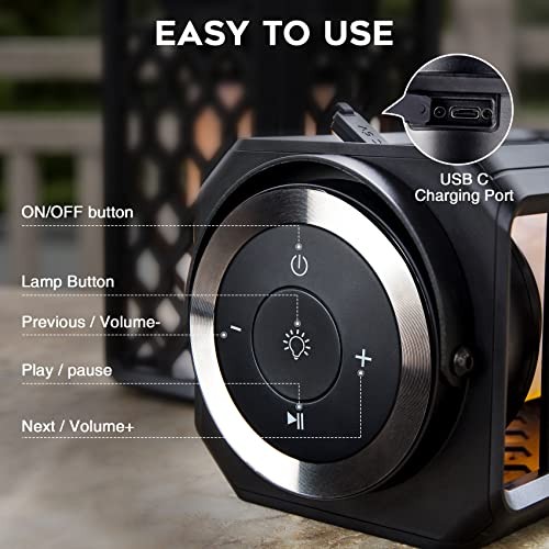 Outdoor Bluetooth Speakers, Led Flame Torch Lantern, Waterproof Wireless 2 PACK