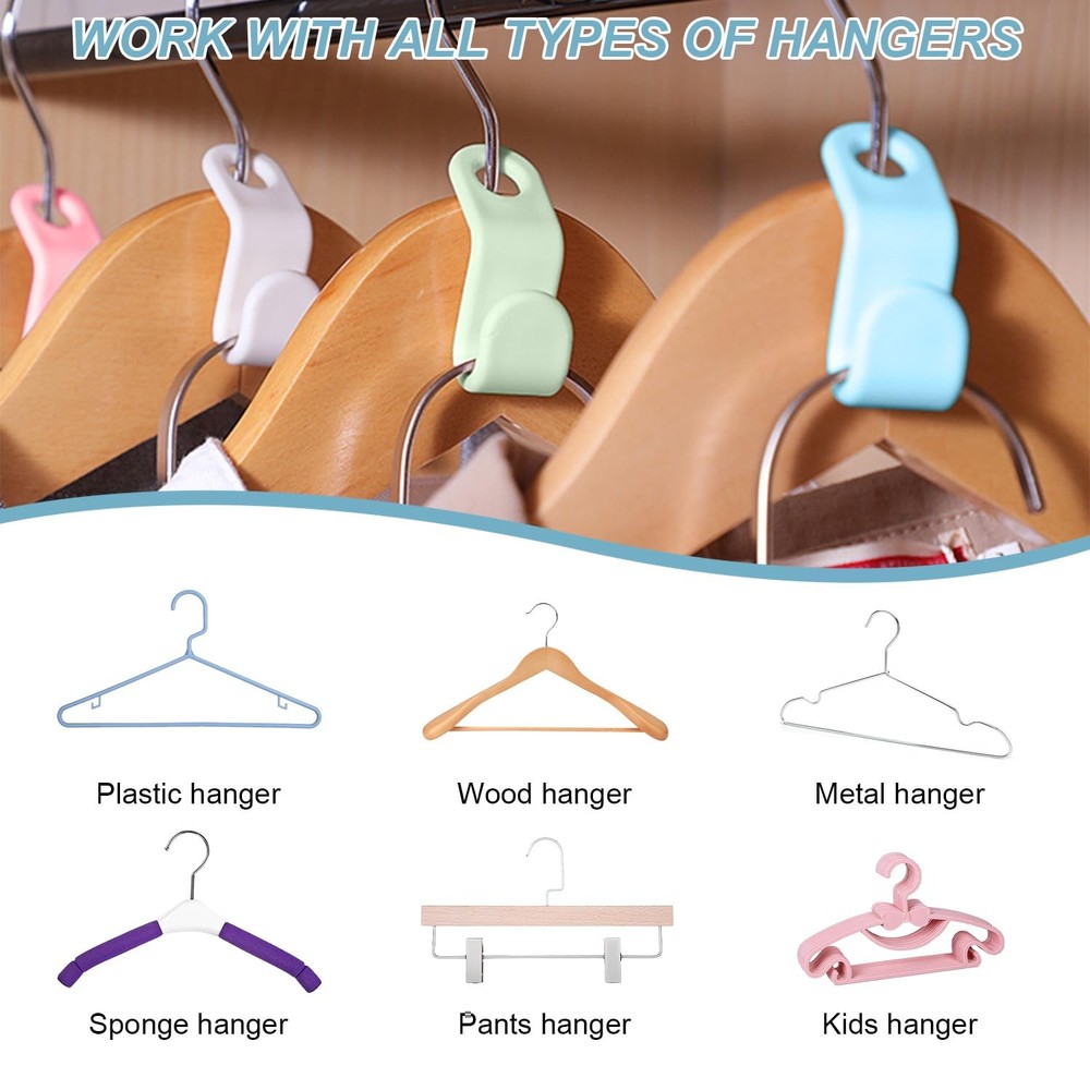 50 PCS Space Saving ONE SIZE clothes hangers space saving, 50 Pcs Multicolor