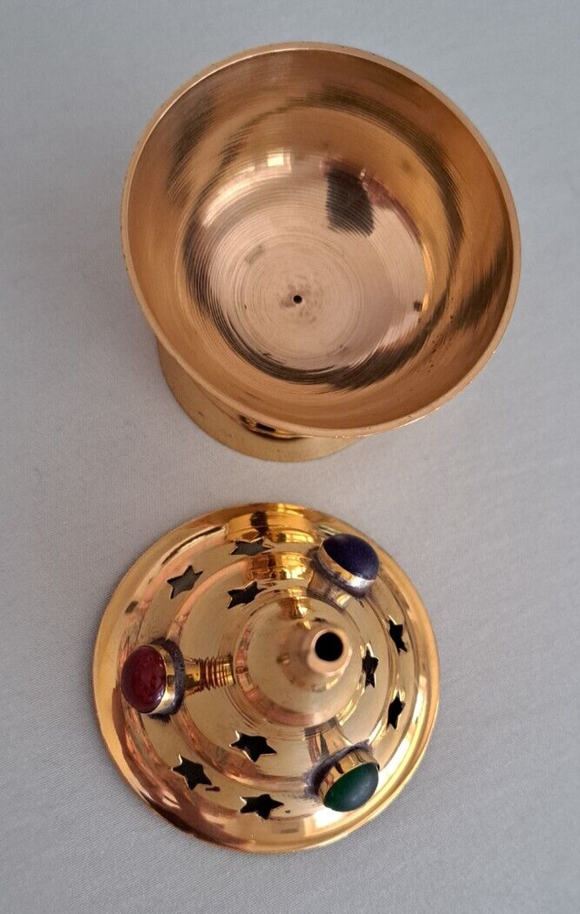 Brass Cone Burner with Beads - 4" Height.