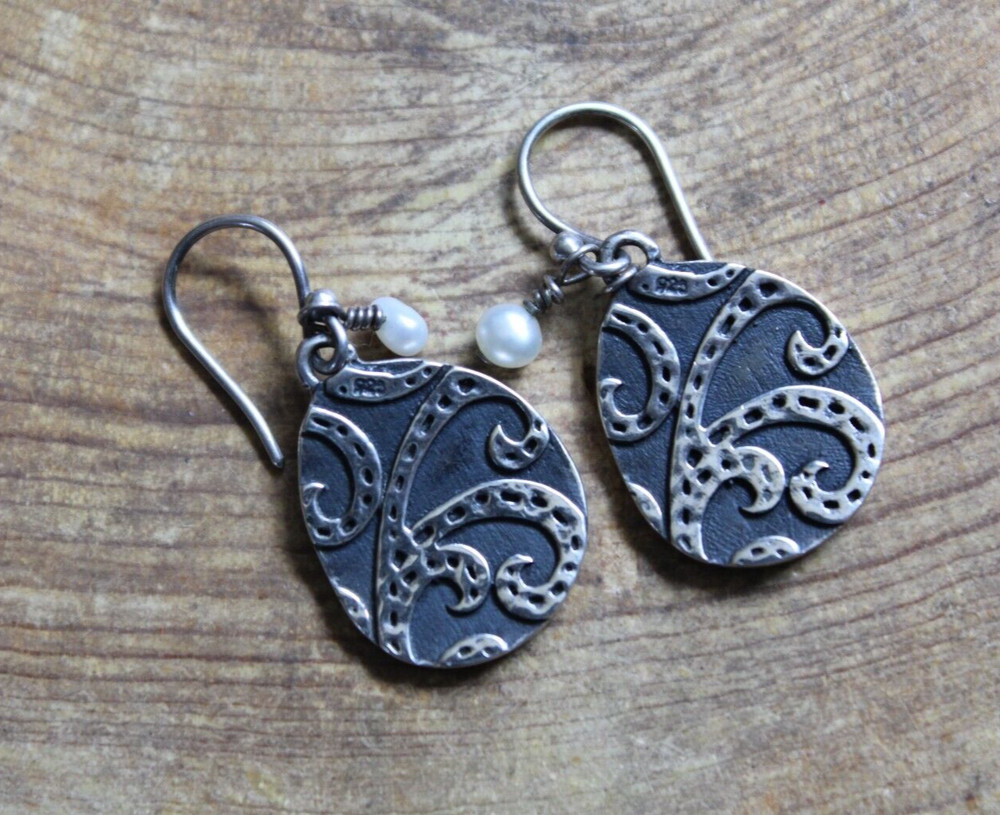 Pearl & Sterling Silver Teardrop dangle Earrings