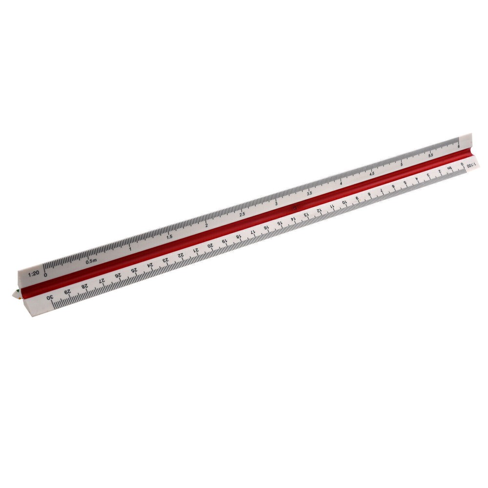 Aluminum Triangular Architect Ruler Laser-Etched Imperial Scales Multicolor 30CM
