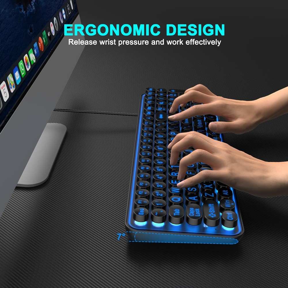 EDJO Large Print Backlit Keyboard,USB Wired Lighted Computer Keyboard with 7-...