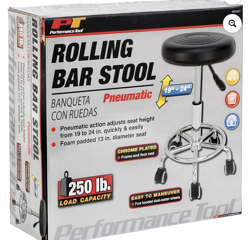 Performance Tool W85027 Pneumatic Rolling Bar Stool