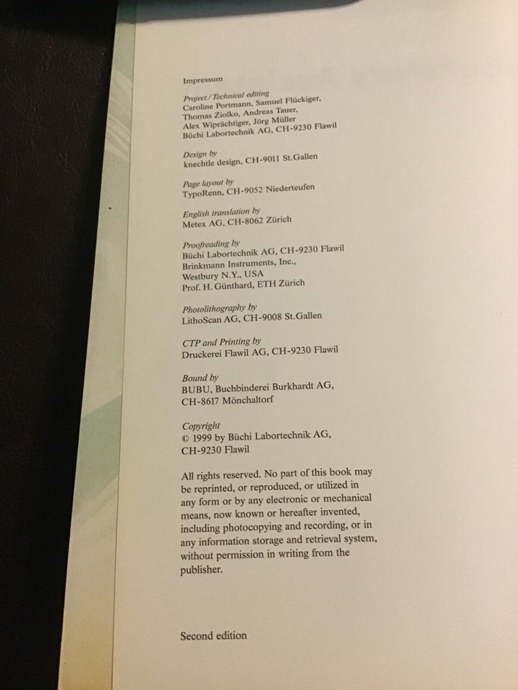 Buchi The Laboratory Assistant - Instruction Manual/User Guide, Second Edition