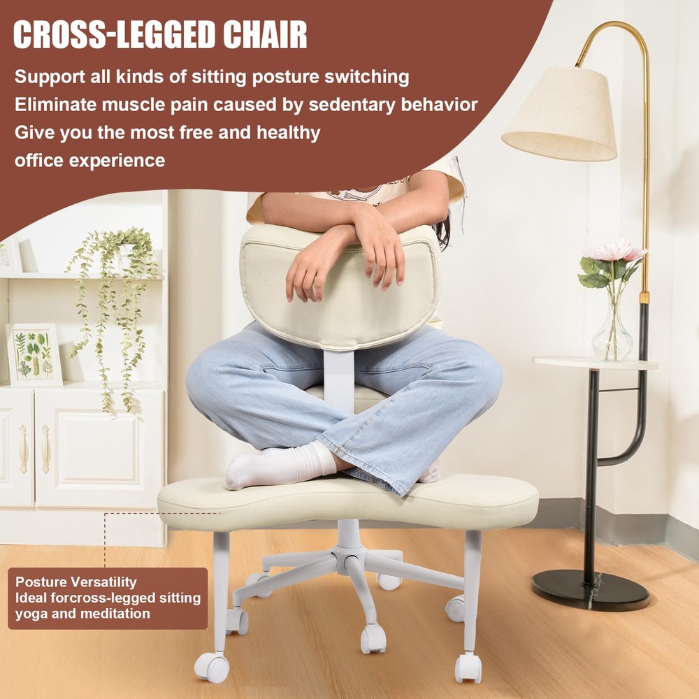 Height Adjustable Seat with Wheels for ADHD, Kneeling Chair with Back Support