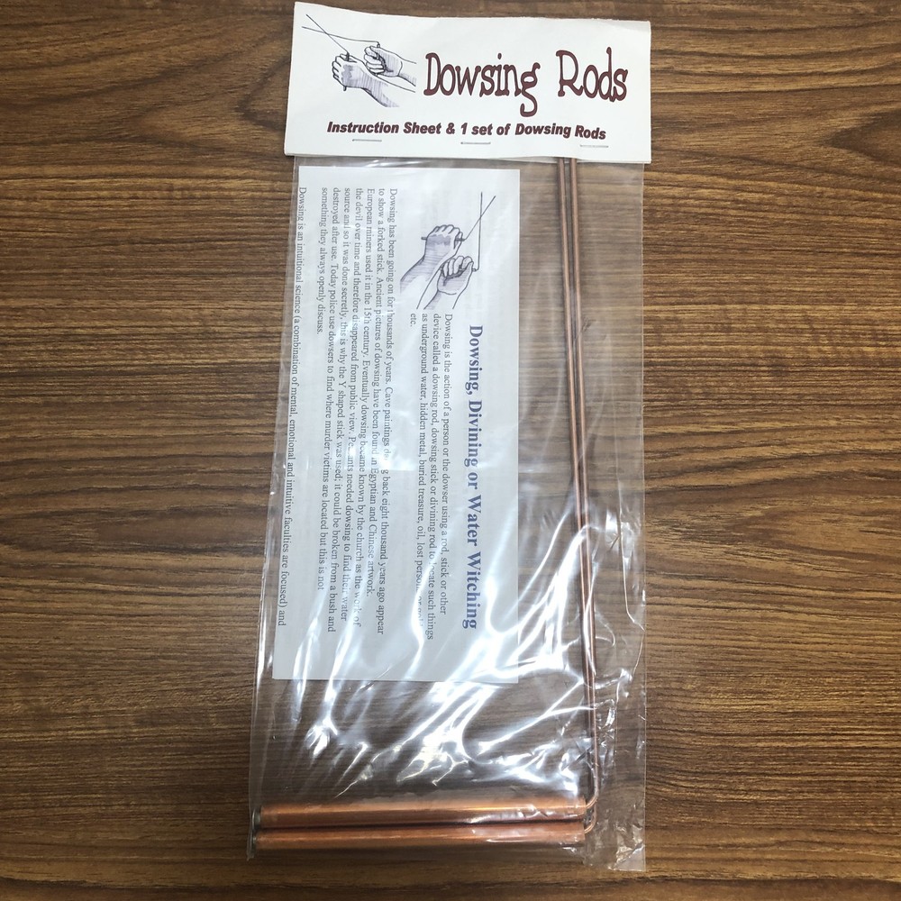 Copper Dowsing Rods L-Shaped Divining Water Witching Kit w/ Instructions